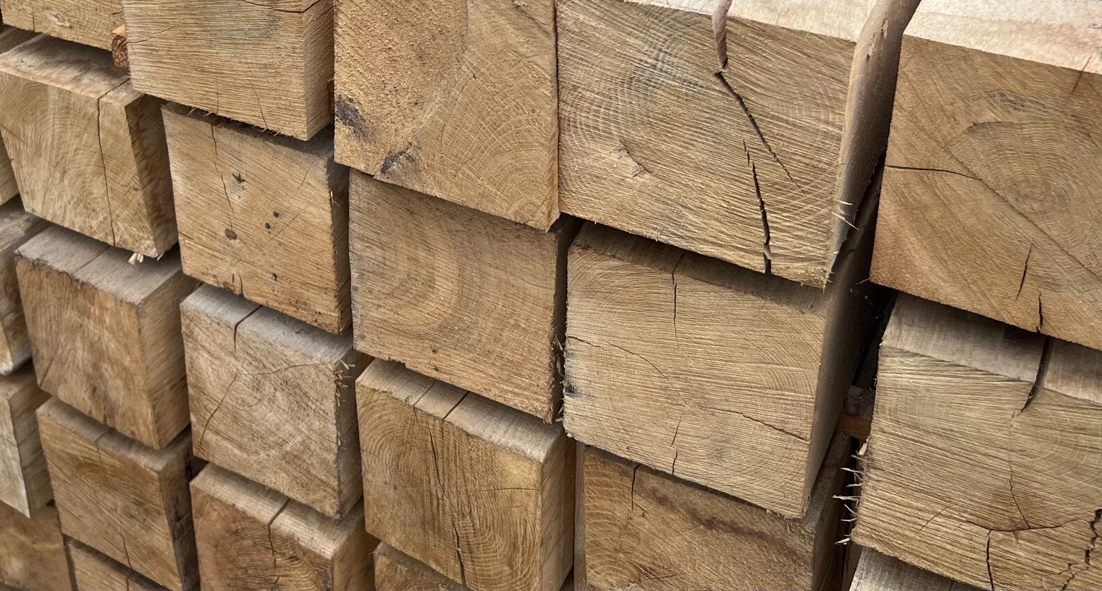 Eiken balk 15x15 cm (14x14 cm netto) Geschaafd